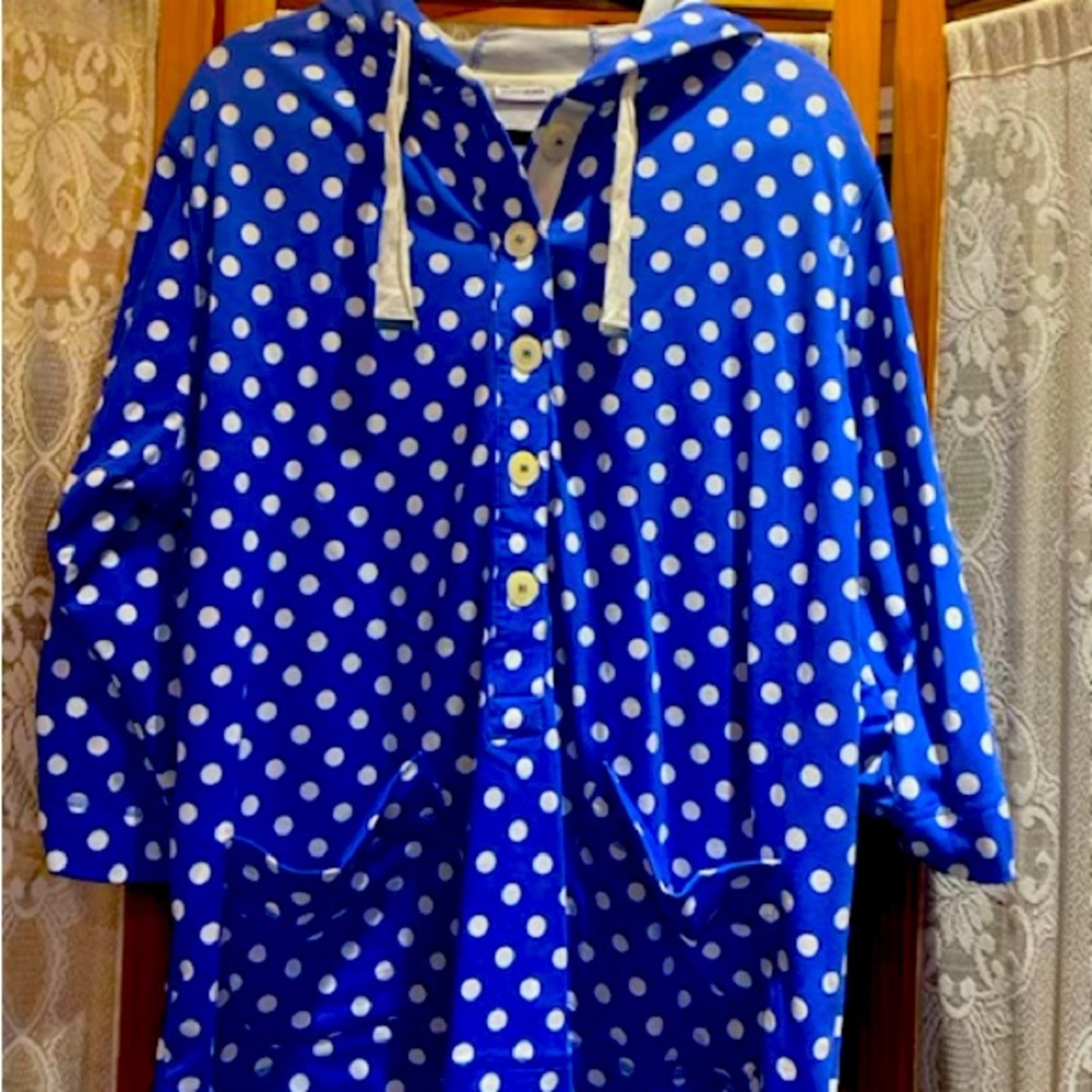 Printed French Terry Hooded Pullover Top